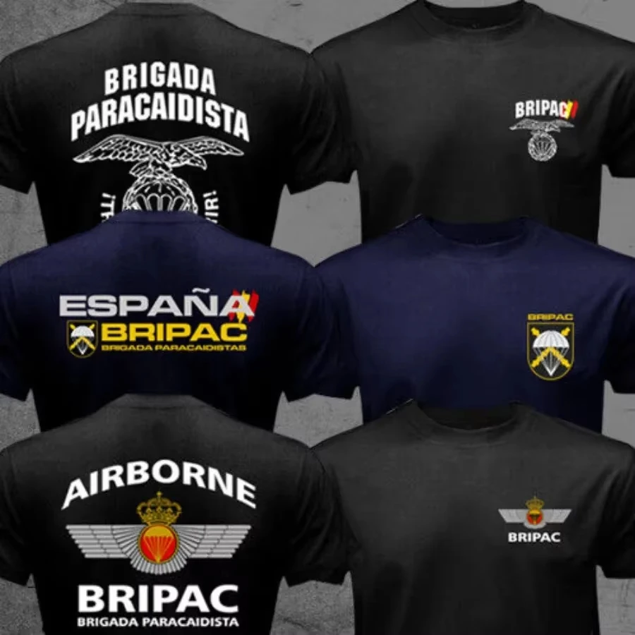 Espanha paraquedistas brigada BRIPAC Brigada Paracaidista Airborne Camiseta Verão Algodão Manga Curta O-pescoço Casual Top Tees Masculino