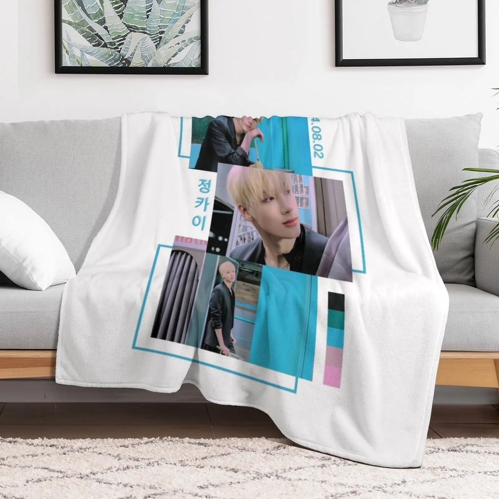 New TXT Huening Kai FREEZE Concept Collage Throw Blanket Soft Plaid Retros Beach Blankets