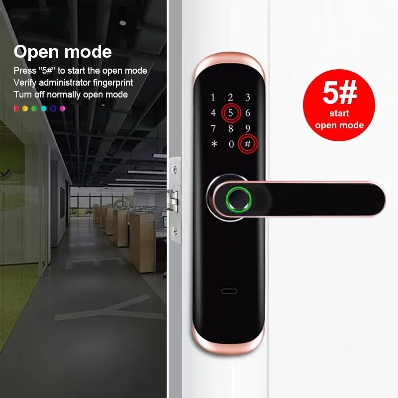 HIMOJO قفل باب ذكي تويا واي فاي قفل إلكتروني رقمي مع بصمة البيومترية/بطاقة IC/كلمة المرور/APP فتح عن بعد