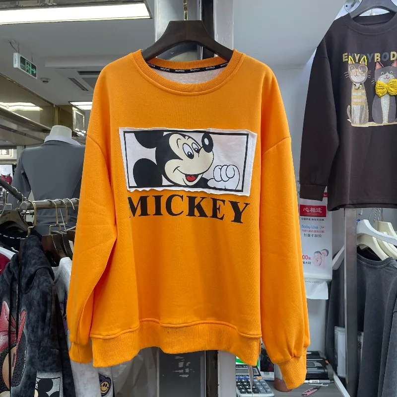 Bluza polarowa z nadrukiem liter i kreskówkowymi aplikacjami, luźny krój, styl Y2k, długi rękaw, okrągły dekolt, kurtka, nowy trend zima 2025.