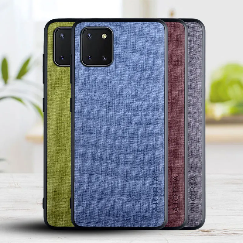Funda para Samsung galaxy Note 10 Lite Plus textura textil PC cuero suave TPU y duro PC funda para samsung galaxy note 10 lite
