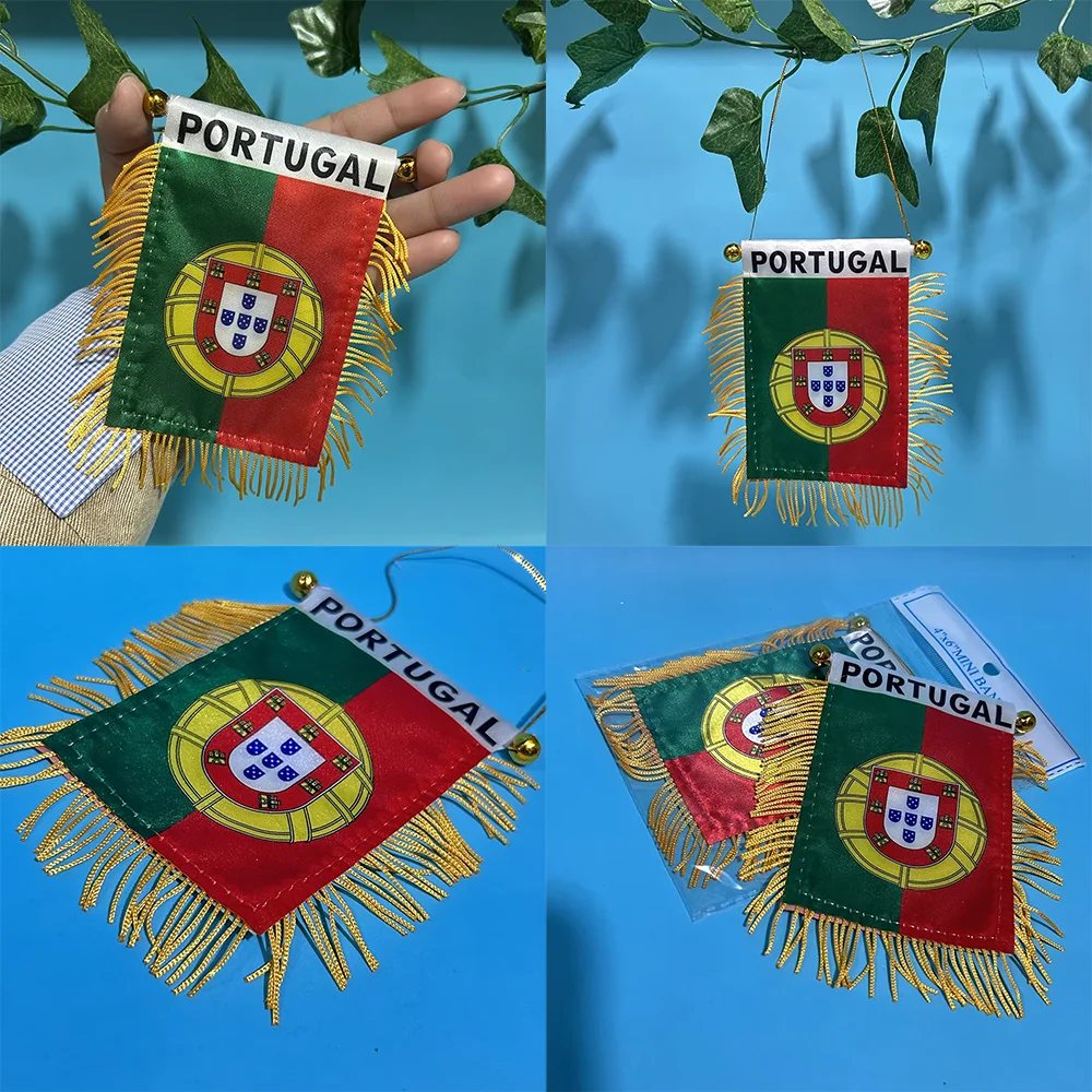(SKY FLAG)Portugal Car Window flag 8*12cm Polyester double side printed Portugal Hanging Flags Portugal Mini flag