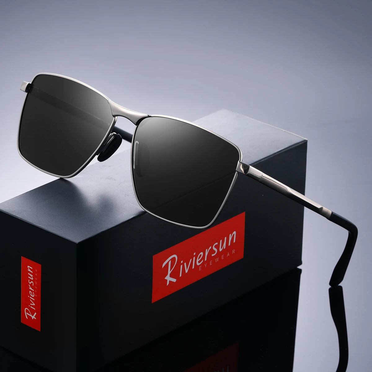 

RIVIERSUN модные деловые мужские солнцезащитные очки с антибликовым покрытием UV400, поляризационные, высокое качество, квадратные очки для вождения на открытом воздухе в большой оправе
