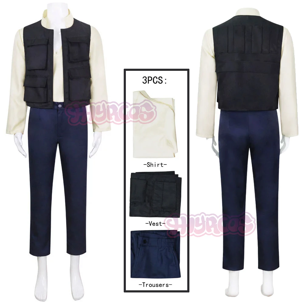 

Movie Han Cosplay Solo Costume For Men The Captain Outfits Shirts Vest Pants Suit Adult Halloween Carnival Party Clothing