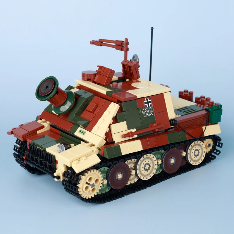 MOC WW2 German Military Sturmgeschütz III Tank Building Blocks Kit Armored Soldiers Figures Weapons Assault Bricks Toys Gift