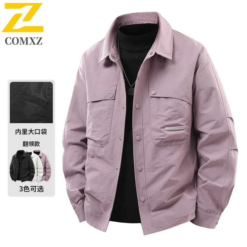 

Мужская куртка COMXZ, новая осенняя свободная куртка с отложным воротником, дорожная ветрозащитная рабочая одежда, уличные приключенческие горные куртки, устойчивые к царапинам