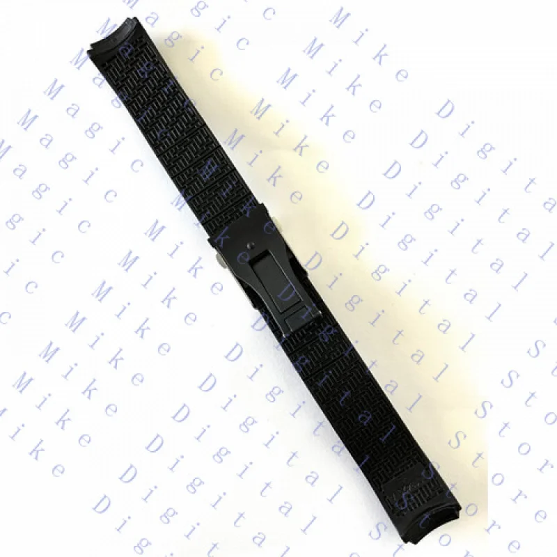 UU  FOR Tissot1853T-Touch Black Rubber Watch Band Strap Titaniu Clasp 21mm