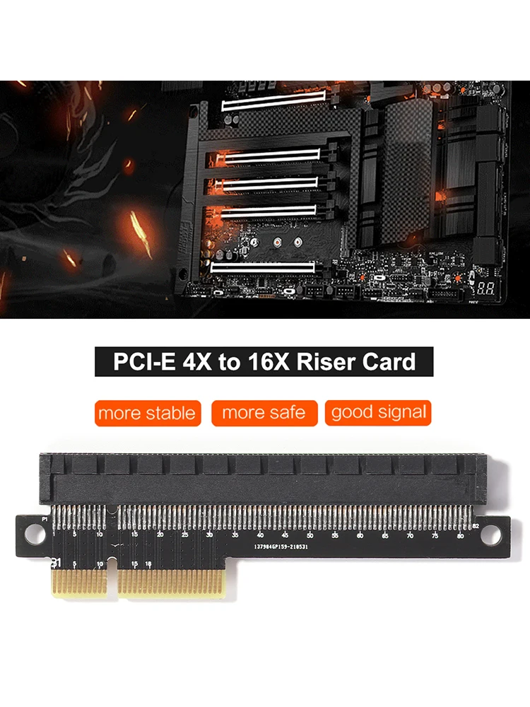 Desktop Computer PCI-E 4X to 16X Adapter Card PCI-Express 4X Male to Female Port Video Graphics Riser Card Converter