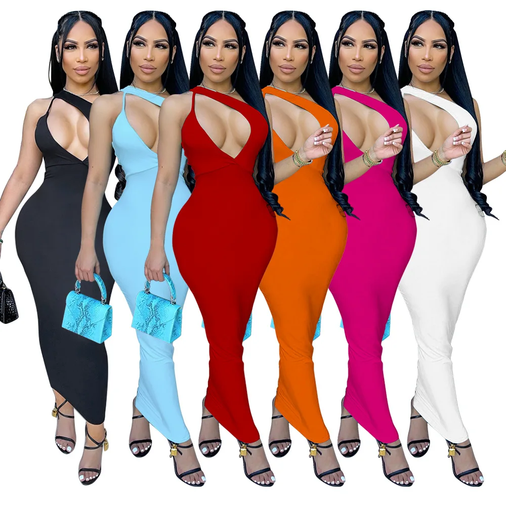 

K9941 2021 Autumn New Style Sexy Fashion Tight V-Neck Nightclub Dress Women Please offer a refund when out of stock