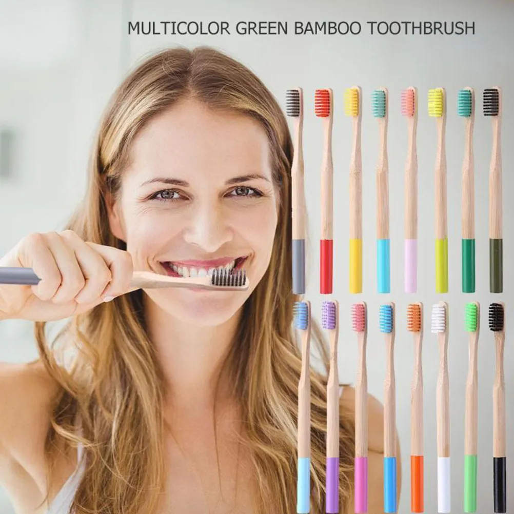 4Pcs Bamboo Toothbrush Set Eco Friendly Biodegradable Adult Toothbrushes with Ergonomic Anti Slip Handle for Daily Oral Care
