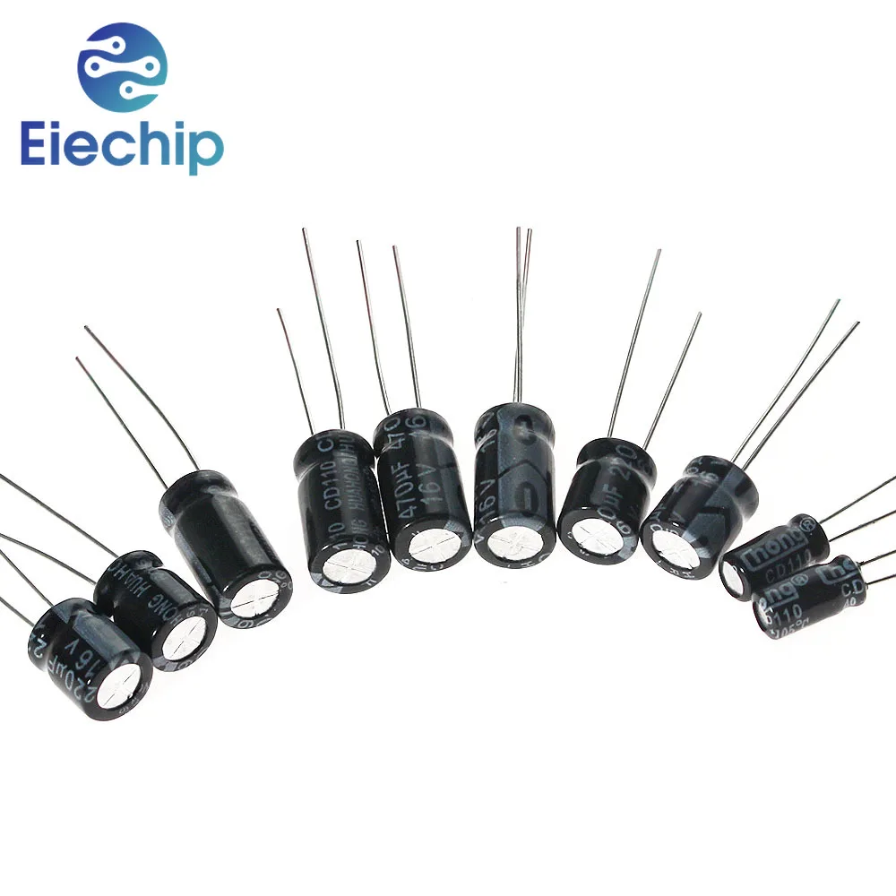 120pcs 16V 25V 50V Aluminum Electrolytic Capacitor Set Pack,12 Values*10pcs 0.22UF~470UF Capacitors Assortment Kit