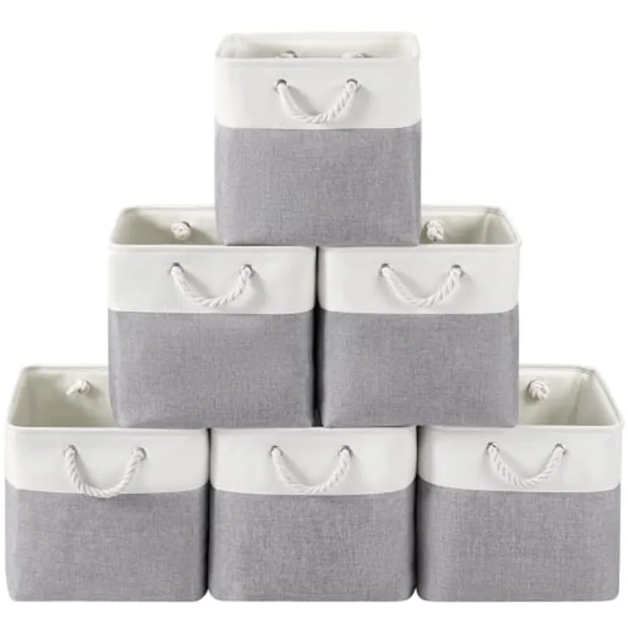 

13 x 13 Inch Cube Storage Bins, 6 Pack Fabric Storage Basket with Handles, Foldable Boxes Organizer for Shelf Baskets for Home,