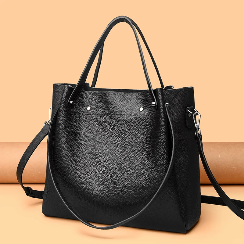 

100% Genuine Leather Shoulder Messenger Bags for Women 2023 Large Capacity Cow Leather Ladies Handbags Soft Female Crossbody Sac