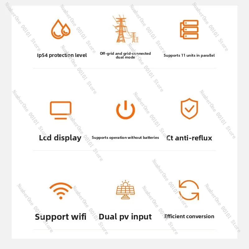 High Frequency On Off Grid Solar Hybrid Inverter All In One Built-in PV Charge Controller Hybrid Energy Storage Inverter