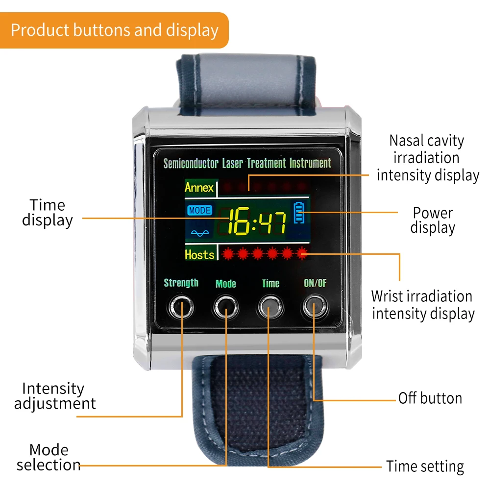 650nm Laser Physiotherapy Hypertension Laser Therapy Watch Semiconductor LLLT Laser Treatment Instrument Wrist Watch