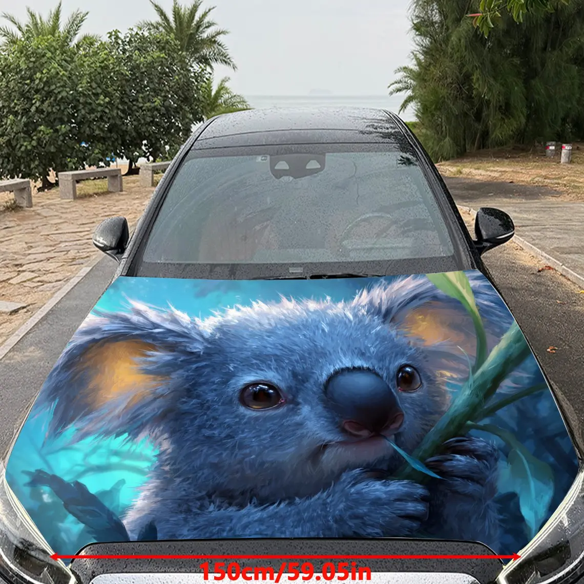 Car Decals Adorable Blue - Hued Koala Holding a Branch Car Hood Sticker, Waterproof Self - Adhesive Vinyl Graphics Decals, Decor