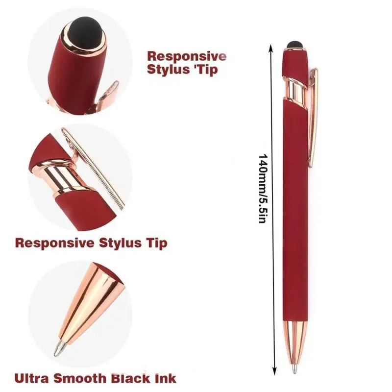 5-10Pcs Metal Stylus Pen, 2-in-1 Retractable Ballpoint Pen 1.0mm Black Ink, Smooth Writing for Touch Screens & Office Decor