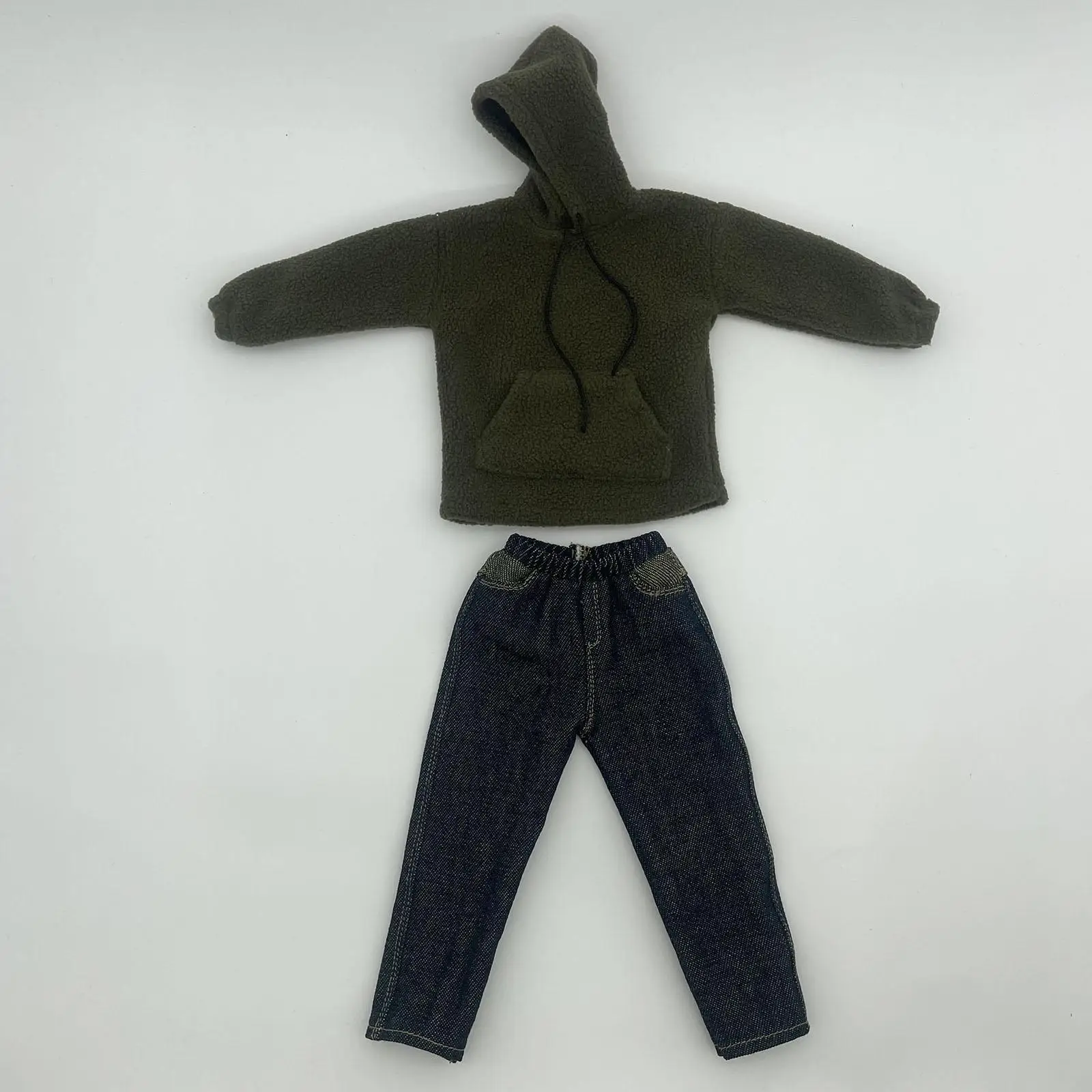 2 Pezzi Felpe con Cappuccio in Scala 1/6 e Jeans Indumento Costume Abbigliamento in Miniatura per Figure Maschili da 12 Pollici Modello di Bambola Vestire Accessori