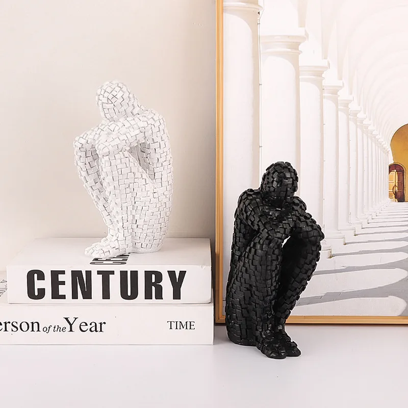 

Modern Mosaic Resin Figurine Home Office Decor Minimalist Art Sculpture for Living Room TV Cabinet