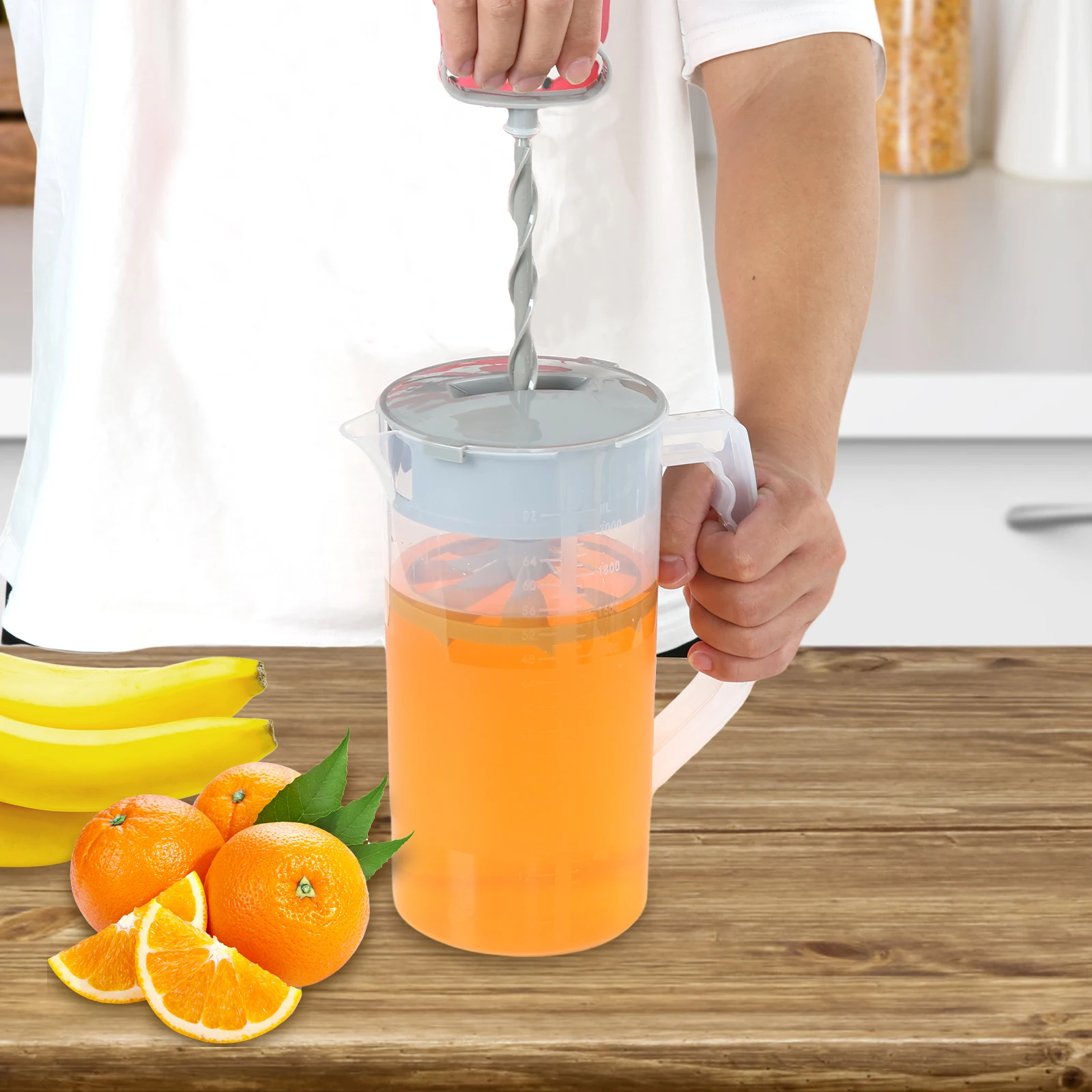 2L Water Kettle Mixing Pitcher Summer Juice Mixing Container Wide Mouth Pitcher Fridge DIY Beverage for Tea Milk Juice Drink Cup