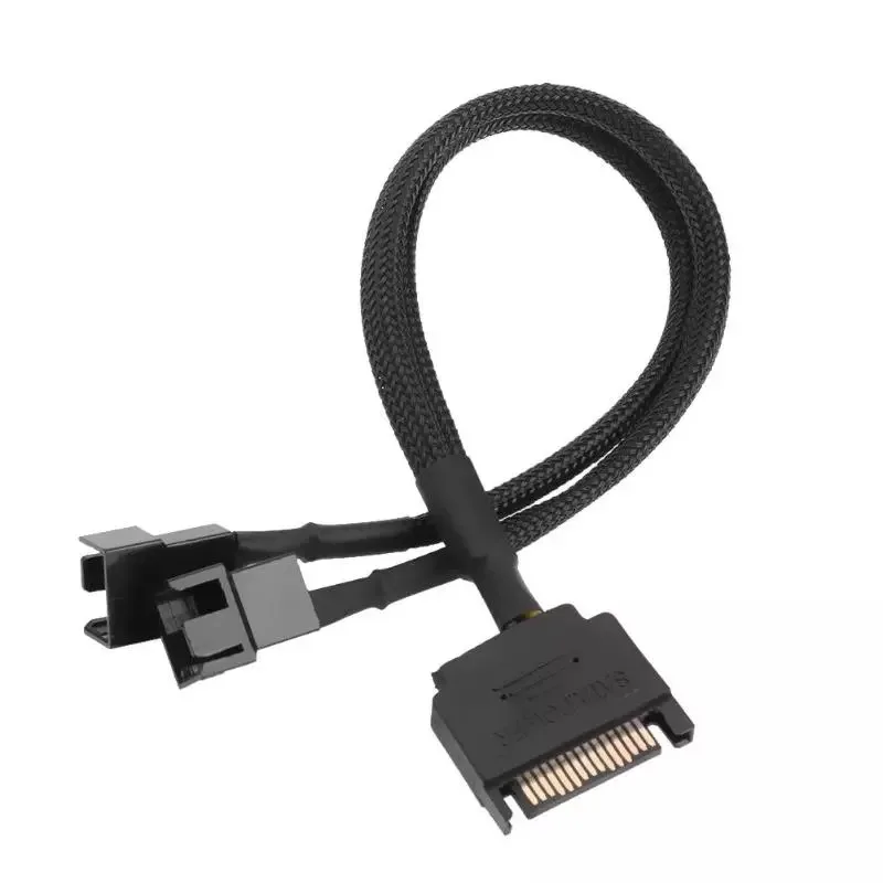 

27cm/9.84in Sleeved SATA 15Pin To 2 Way 3Pin 4Pin Fan Power Adapter Extension Cable Wire Cord Computer Cooling Systerm Lines