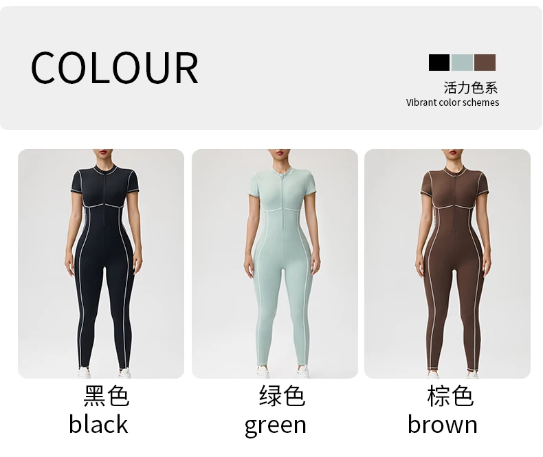 Einteiliger Yoga-Jumpsuit für Damen mit Brustpolster, Leggings, kurzen Ärmeln, rückenfrei, schmale Passform, Sport-Outfit, hohe Elastizität, weicher Komfort – Detail 3