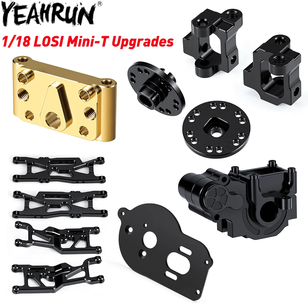 YEAHRUN Front Rear Lower Arm Motor Heat Sink C-Seat Gearbox Shell Arm Code Limited Slip Kit for LO-SI 1/18 Mini-T Upgrade Parts
