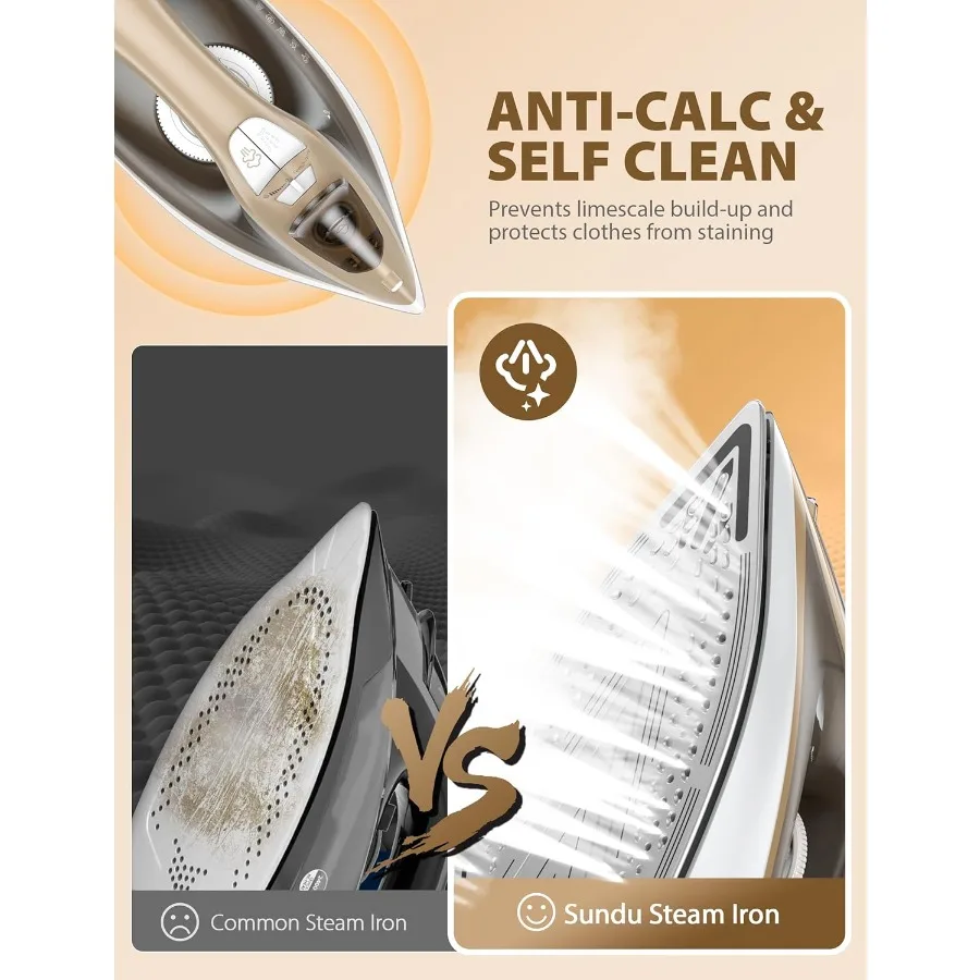 Plancha de vapor de 1500W para ropa con tanque de agua de 11,84 oz, suela de cerámica de calentamiento rápido de 15 segundos, goteo, apagado automático, ráfaga de vapor