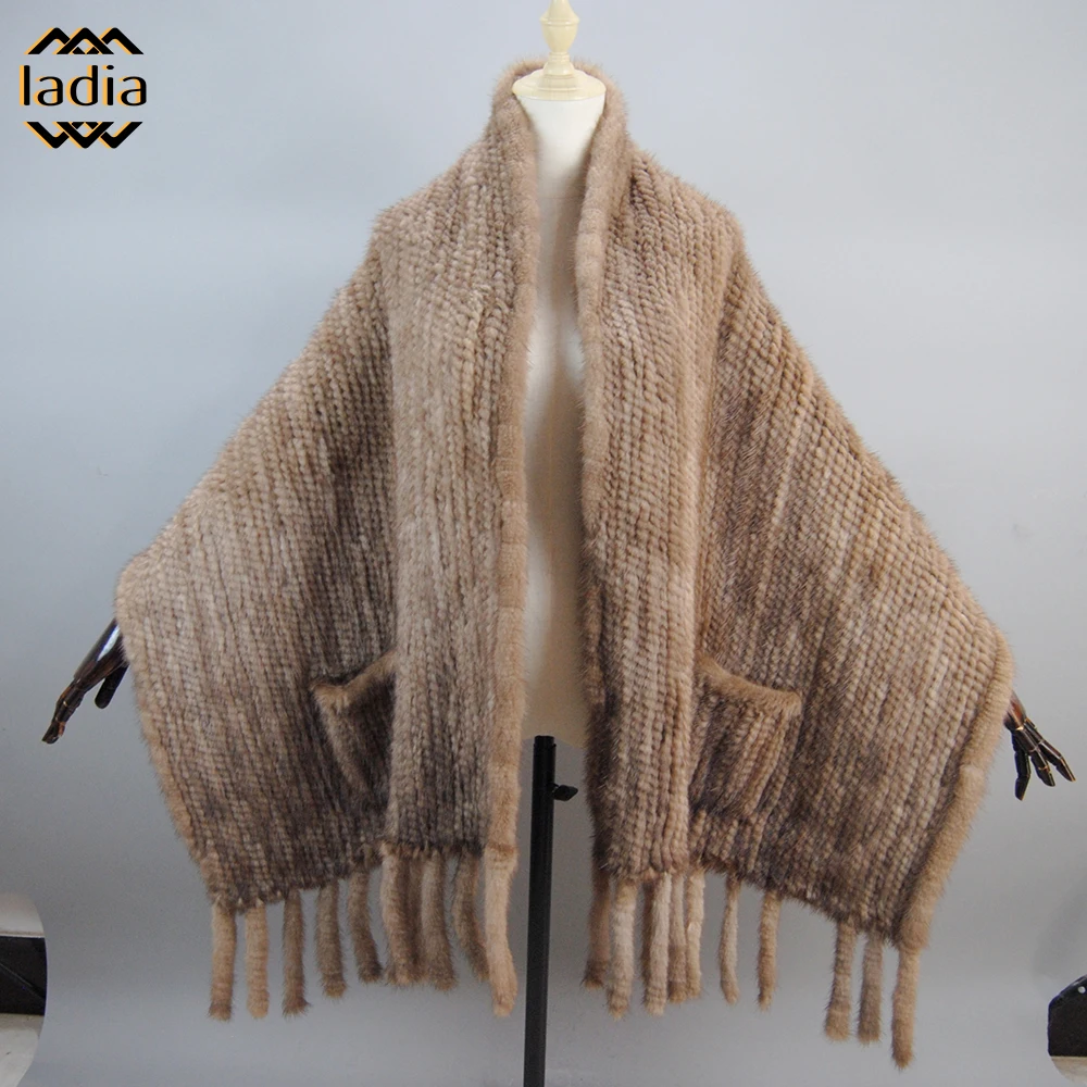 Women's Scarf Winter Luxury Man Poncho Pashmina Scarf Natural Mink Fur Real coats Shawl Genuine Mink Fur Poncho for Women Scarf