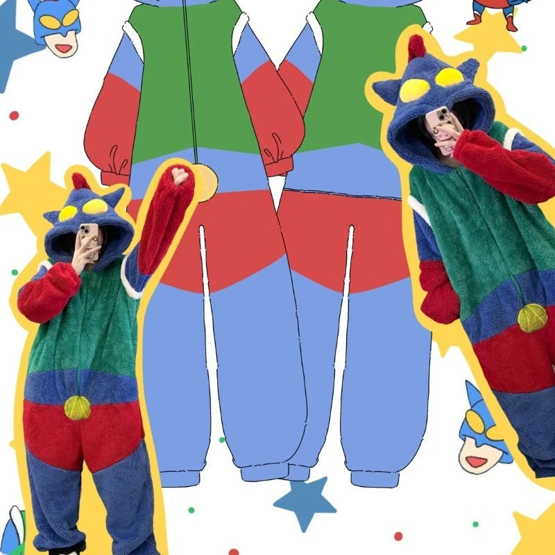 

Периферийная одежда Crayon Shin-shi, динамическая пижама Супермена, такой же коралловый бархат, утолщенный плюшевый комплект домашней одежды