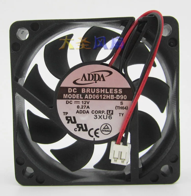 

new Original FOR ADDA 6015 0.27A AD0612HB-D90 60*60*15MM 12V 2 wire cooling fan