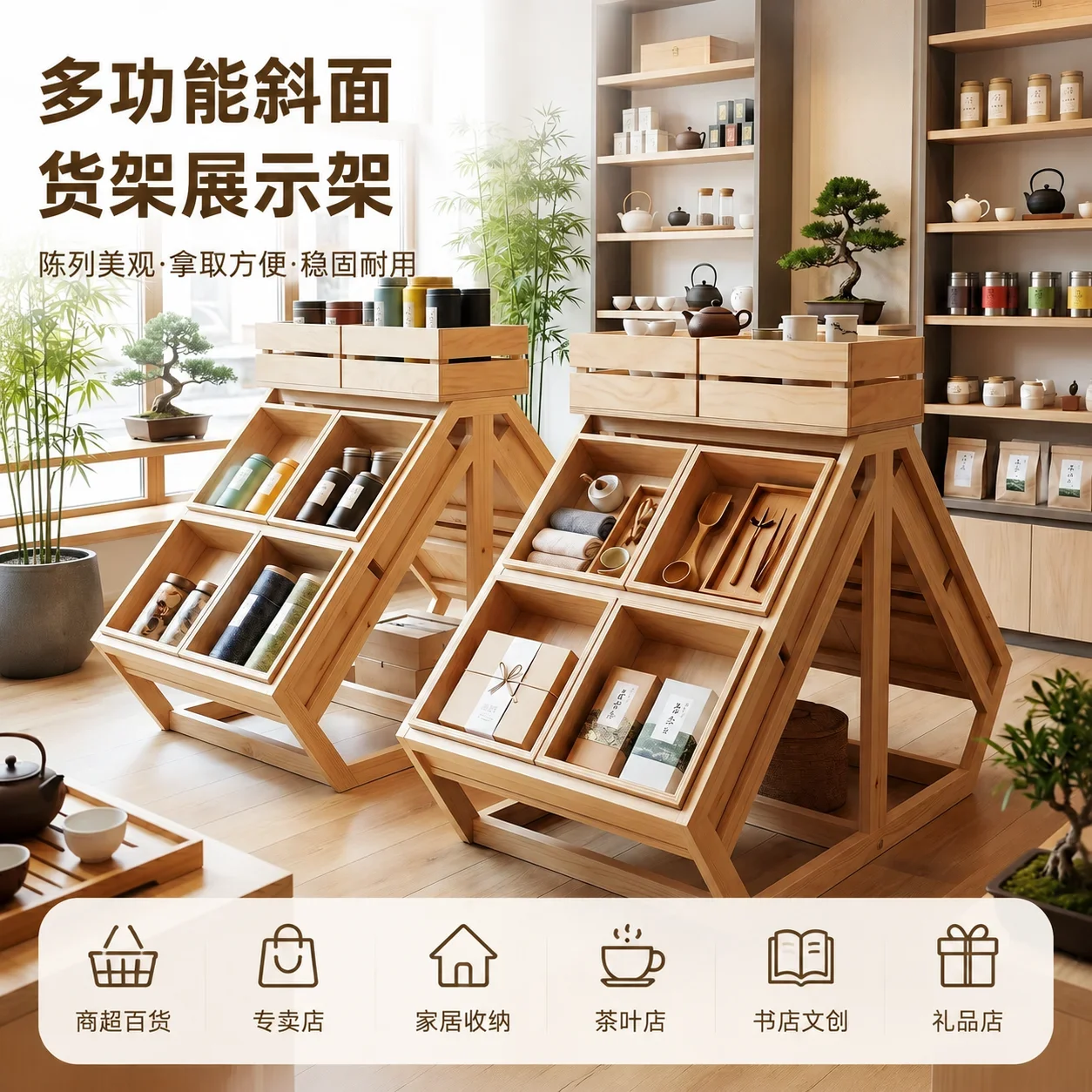 Display stand Wooden frame Merchandise Exhibition  Nakajima Tai Commercial storefront display box Shopping mall display frame