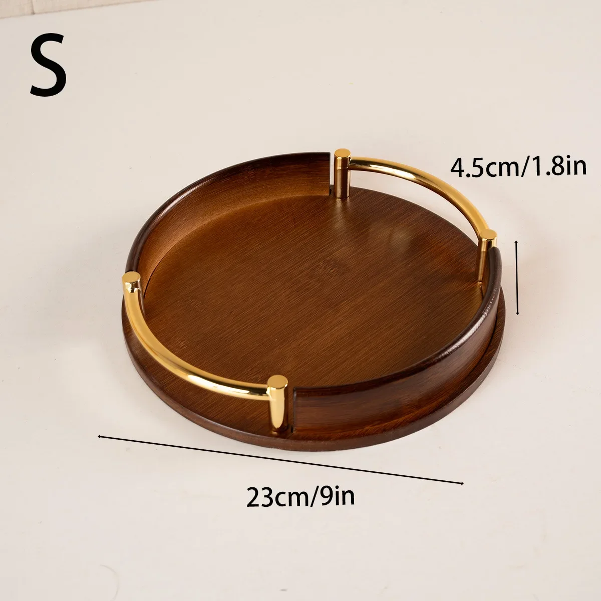 Light luxury and simple home kitchen round bamboo tray Home restaurant tea set small tray portable fruit snack tray