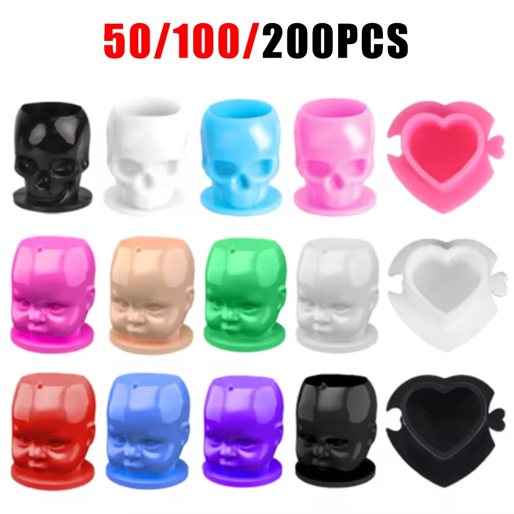 

100/50 Pcs Disposable Tattoo Ink Cups With Base Pigment Holder Tattoo Caps for Permanent Makeup Tattoo Supplies