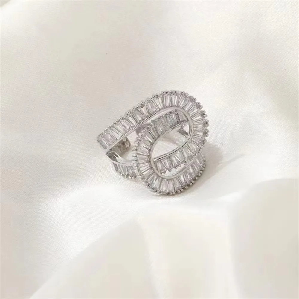 Zircon Rings for Women Open Stainless Steel Ring 2024 Trend Luxury Aesthetic Wedding Jewelry Freeshipping Items anillos mujer