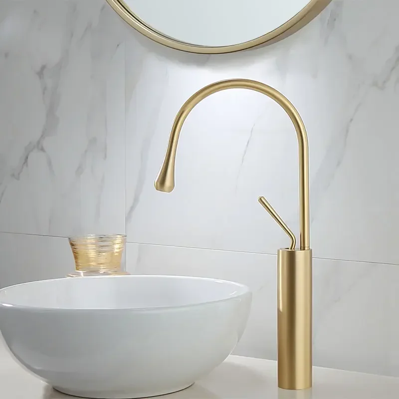 

Basin Faucets Brushed Gold/Black/White Sink Brass Single handle Kitchen Swivel Water Crane New Arrival