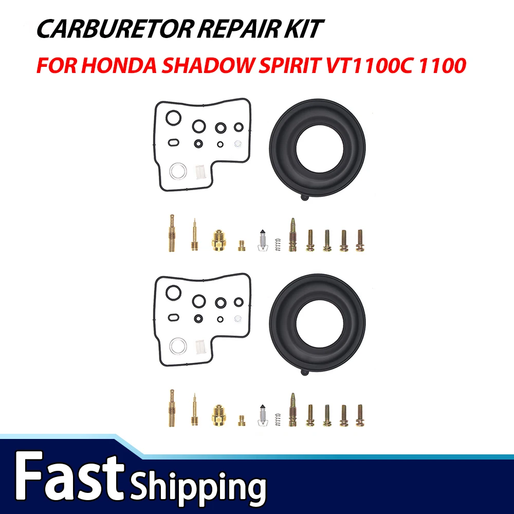 

2Sets Carburetor Rebuild Repair Kit For Honda Shadow Spirit VT1100C 1100 1997-2007 Carb Overhaul Set w/ Diaphragm Gaskets
