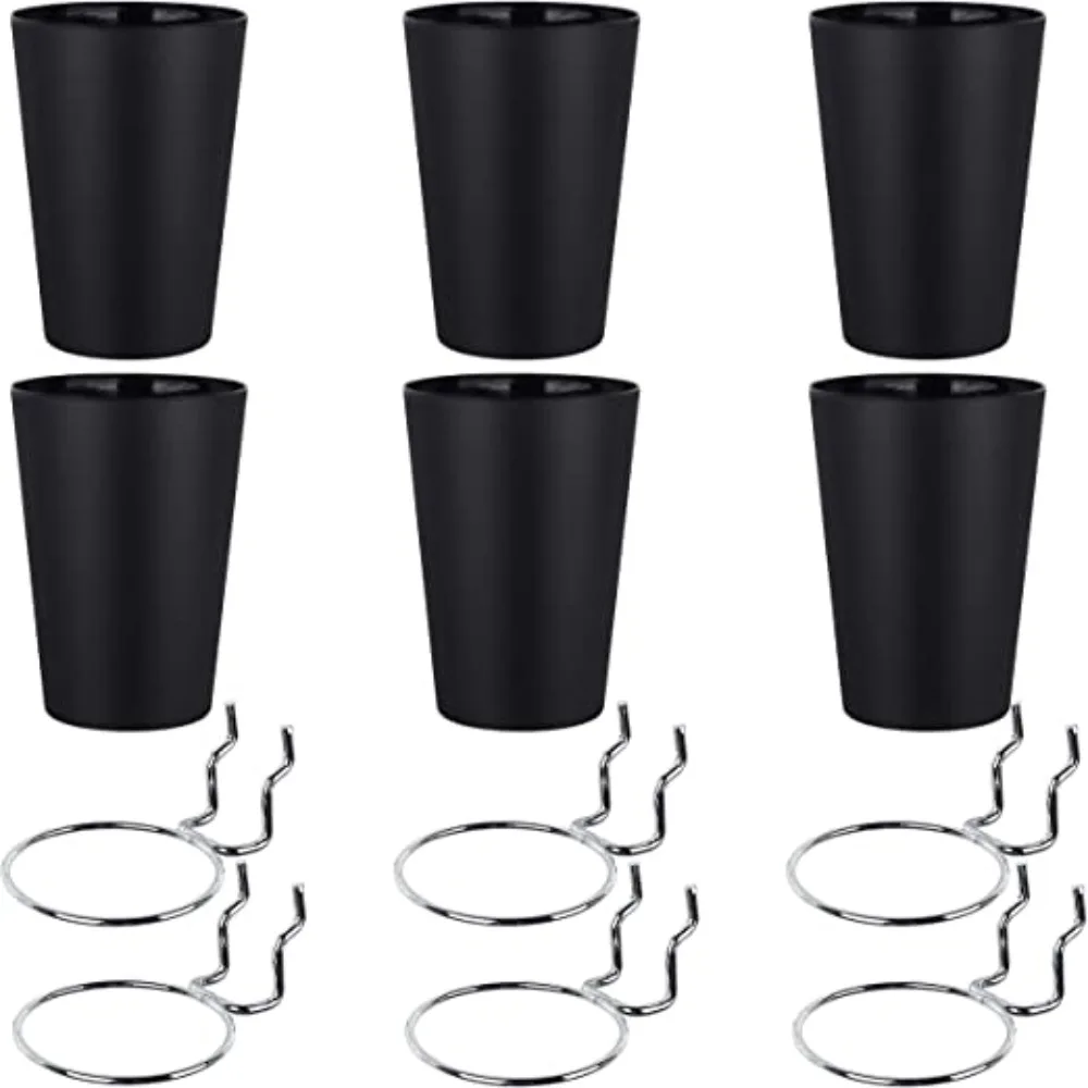 6 Sets Pegboard Hooks with Pegboard Cups Ring Style Hooks for Pegboard Cups Holder for Organizing Accessories Tools