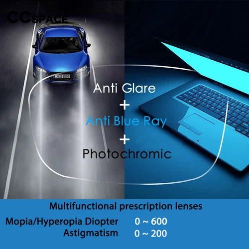 Imagen 2 del producto Un par de lentes antideslumbrantes, lentes ópticas asféricas fotocromáticas multifuncionales antirreflectantes, índice 1,56 1,60