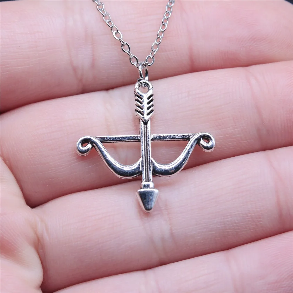 Drop Shipping Antique Silver Color 26x25mm Arrow Necklaces Short Chain Choker Necklaces