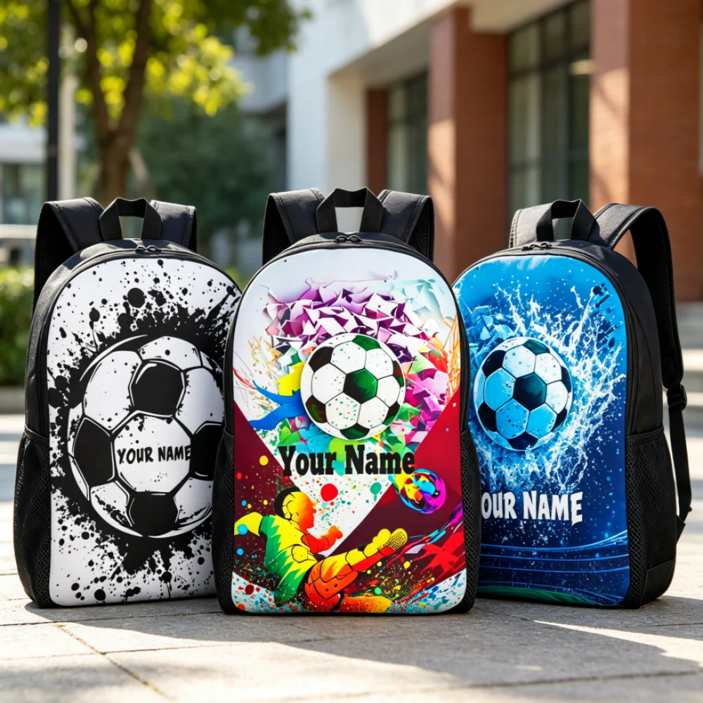 Custom Football Soccer Paint Backpack with Your Text, Personalized Sport Backpack Add Name, Customized Laptop Bag Large Capacity