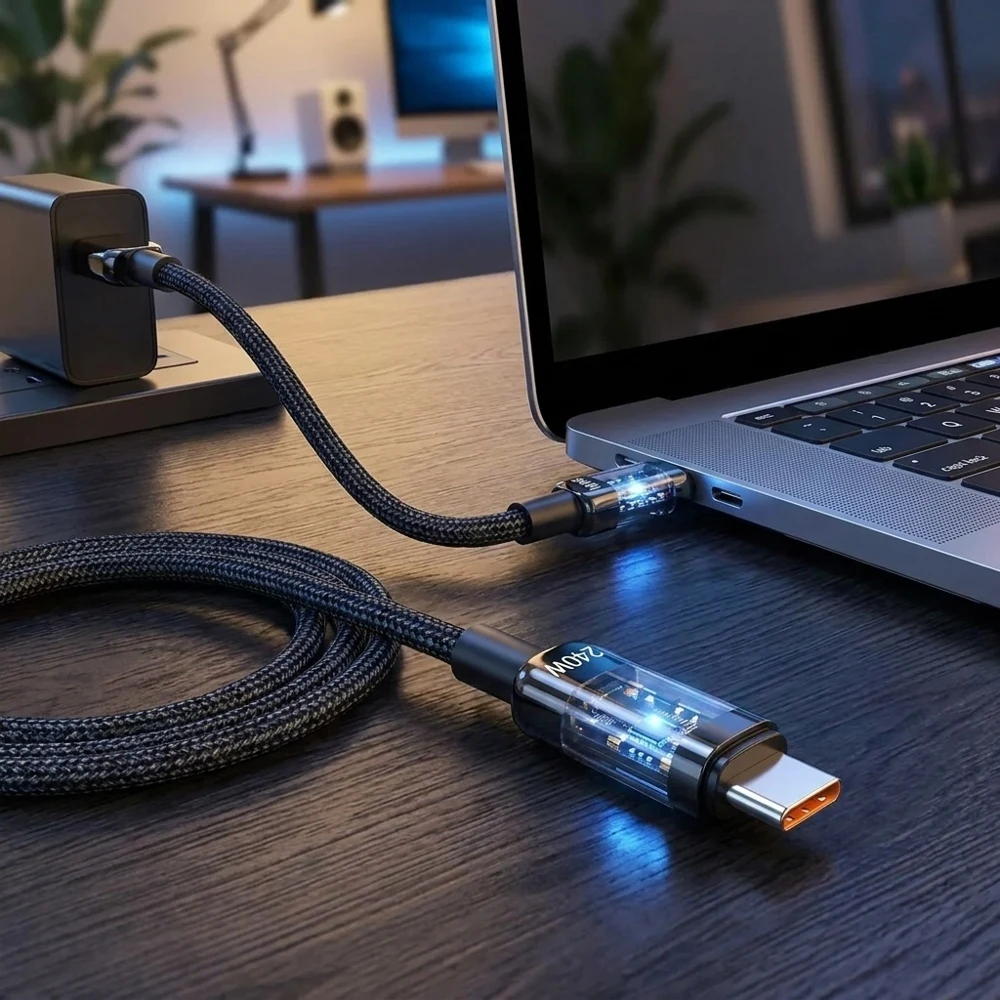 

240W Super Fast Charging USB-A to Type-C Cable 10A Quick PD Charging Cable Braided Durable High-Speed Data Sync Charger Cord for