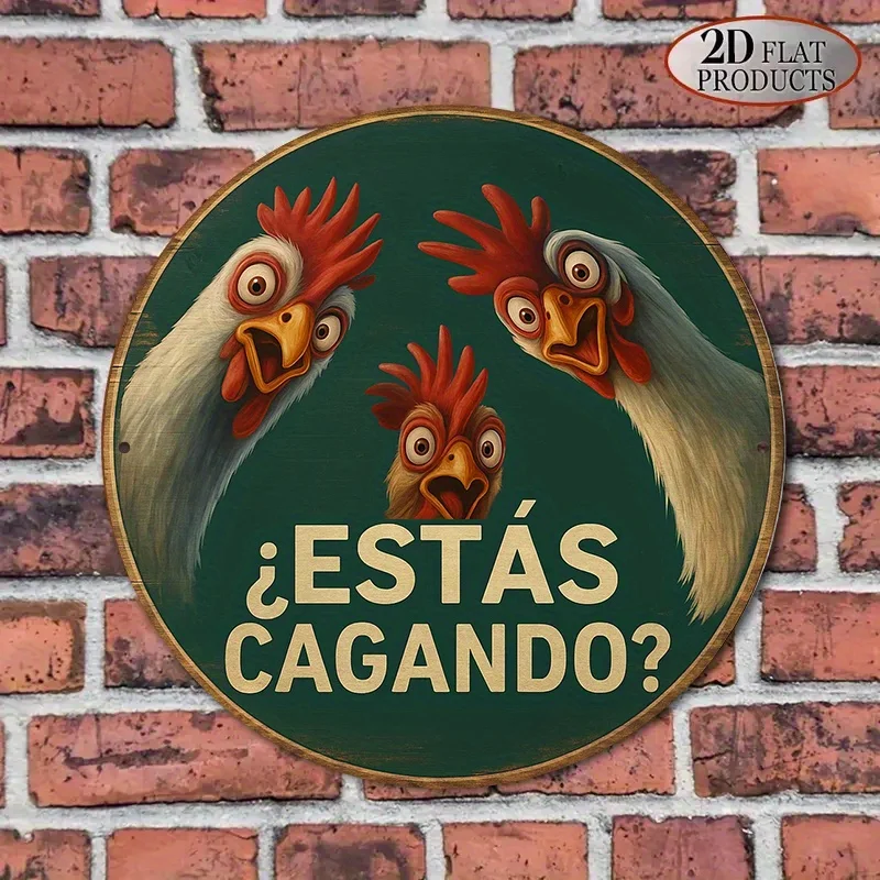Placa Retrô de Gallo Gracioso, Cartaz Decorativo de Alumínio 2D para Bar ou Cozinha