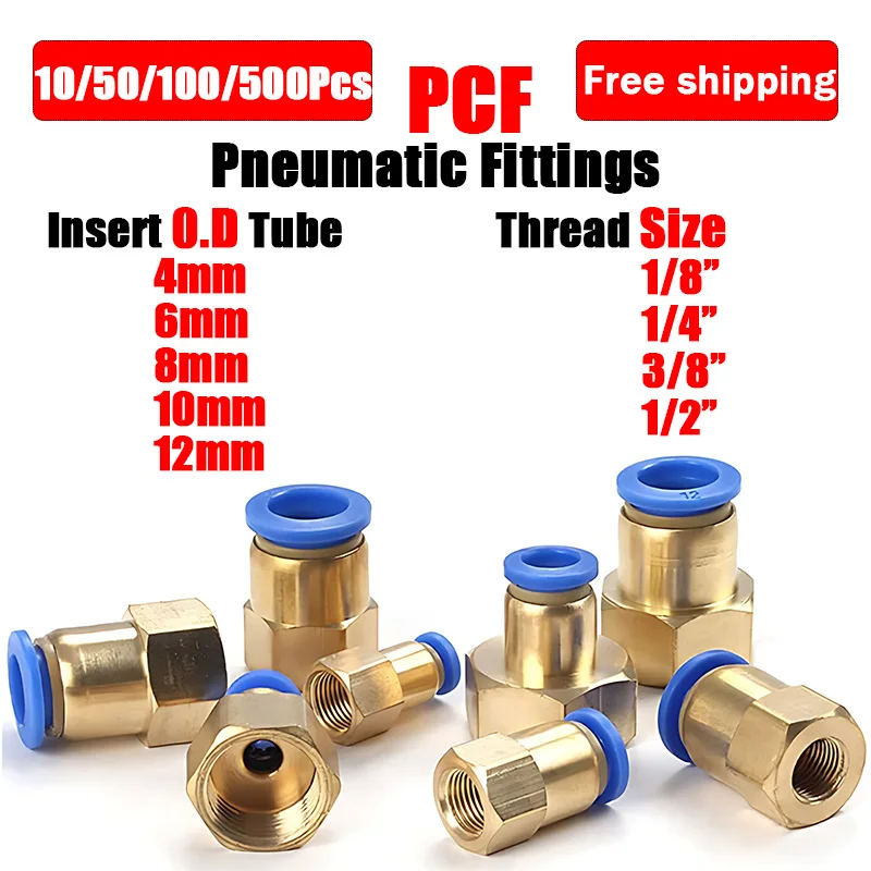 

PCF Pneumatic Fittings Quick Air Connector Thread 1/8 1/4 3/8 1/2 BSPT Air Couplings 4mm 6mm 8mm 10mm 12mm Push In Hose Tube