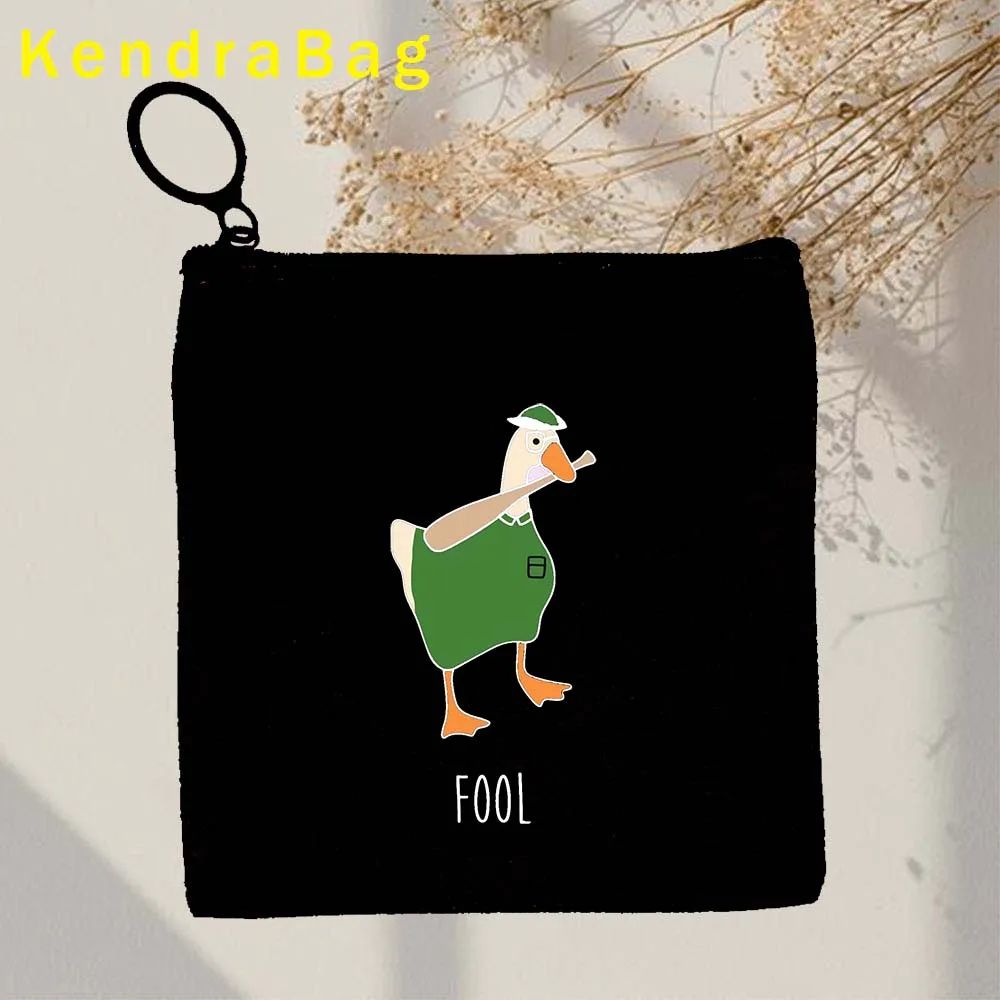 Funny Honk Untitled Goose Game Lovely Meme Judgmental Duck Cute Cartoon Animal Key Coin Purse Canvas Card Bag Pouch Wallet Gifts