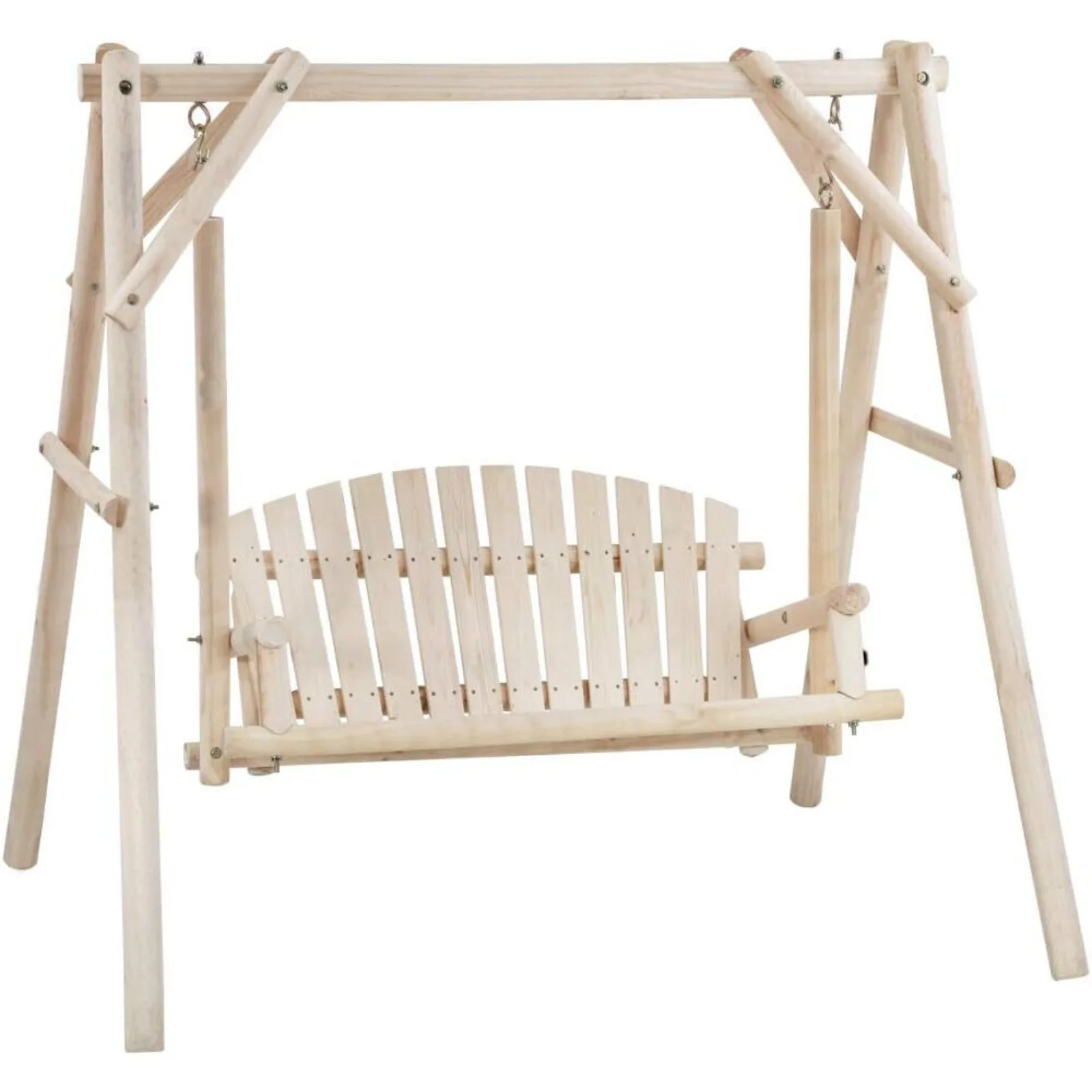 

67 Inch Log Swing Stand Porch Swing Set Wood Bench Swing Stand A-Frame Chairs United States