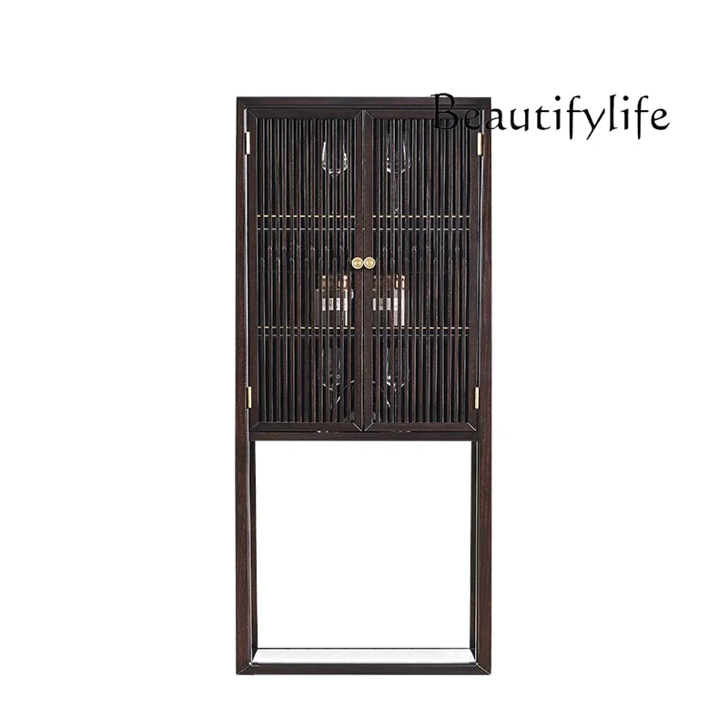 

Q Zen New Chinese Ebony Wall High Cabinet Shelf Furniture Solid Wood Jewelry Cabinet Storage Wine Cabinet
