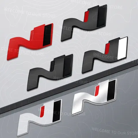 Zinc Alloy For N Performance Grille Logo Elantra Veloster Tuscani Ioniq Inster Car Trunk 3D Metal Emblem Rear Body Badge Sticker