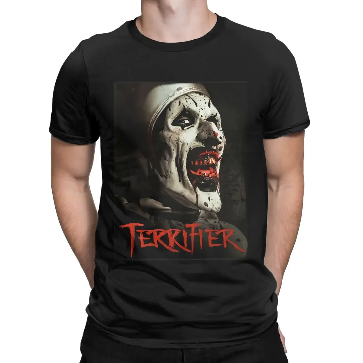 Horror Movie Scary Art The Clowwnn Terrifier t shirt for men Hipster Tees Short Sleeve Round Collar 100% Cotton Summer Clothing