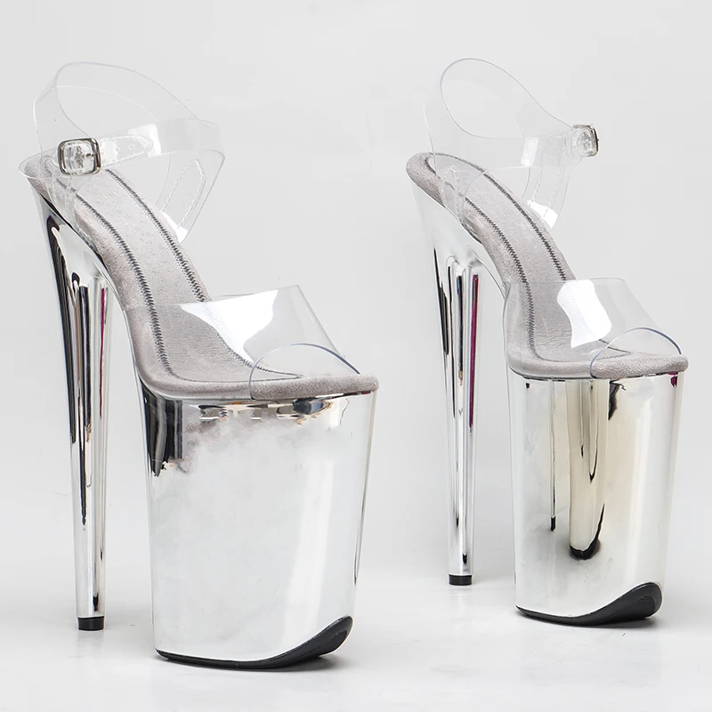 Leecabe 23CM/9inches PVC upper plating Platform Sexy High Heels Sandals Pole Dance shoes 1D